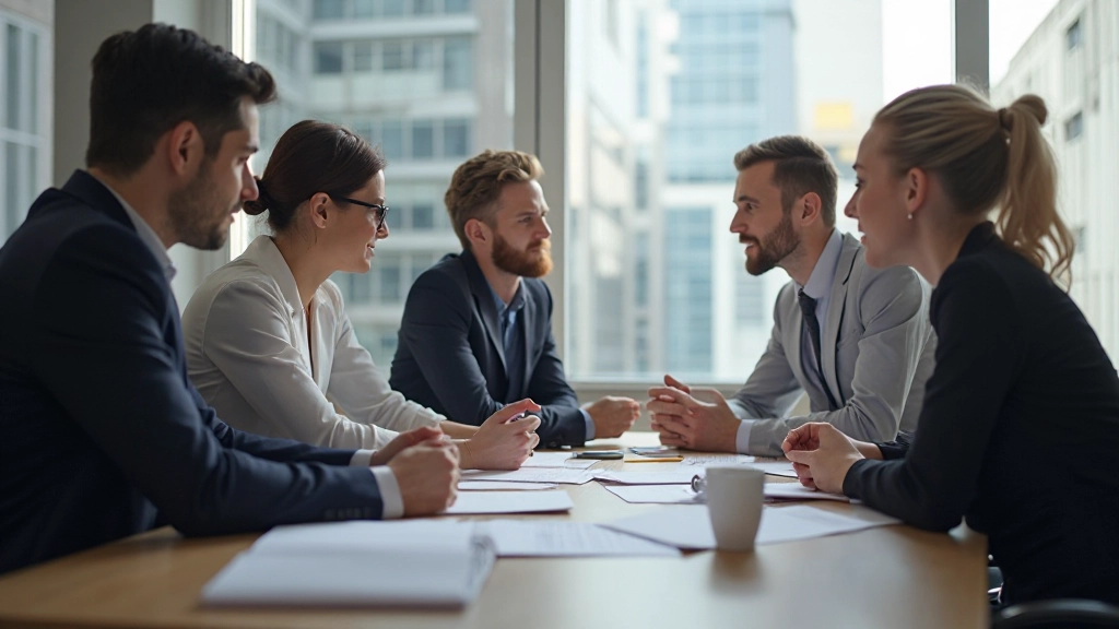 Профессиональная команда специалистов по маркетингу обсуждает брендовую стратегию в современном офисе Казахстана