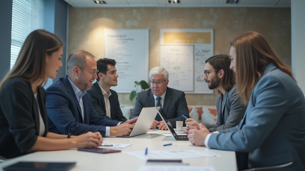 Профессиональная команда на встречу по брендингу в офисе